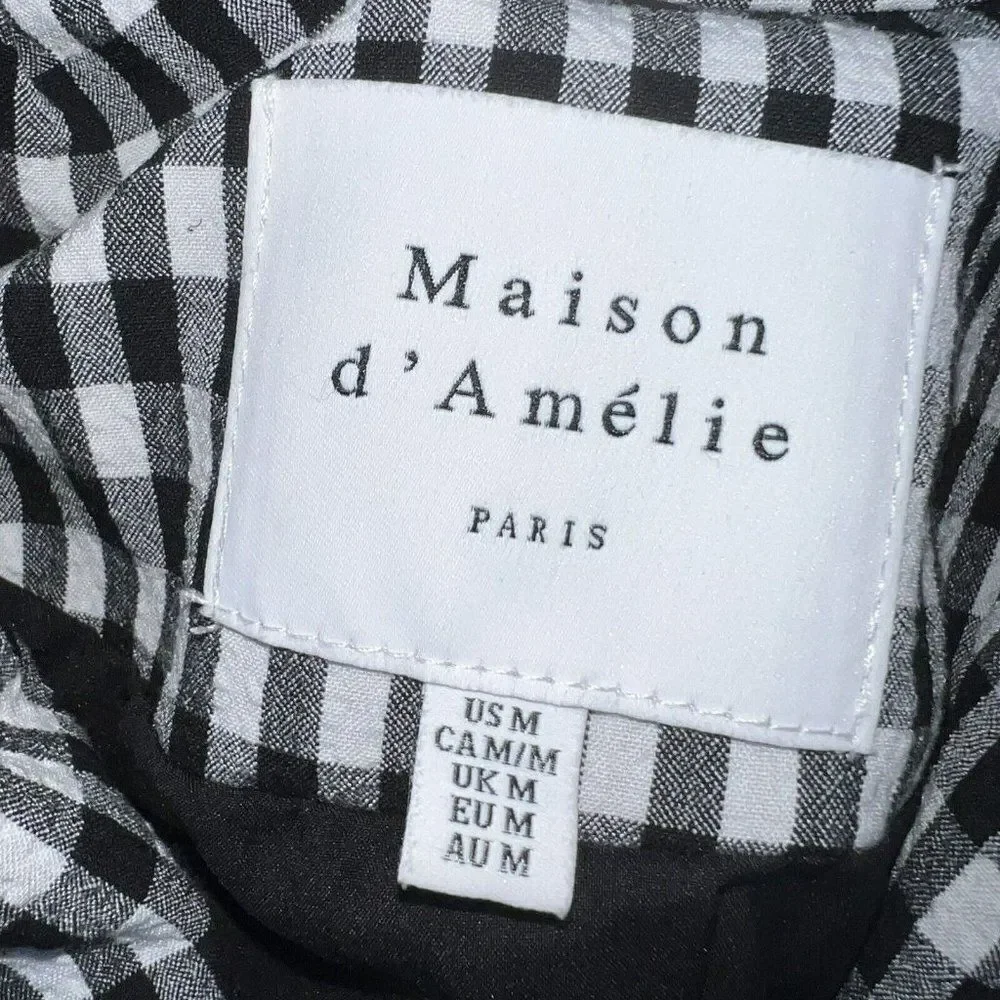 MAISON d’Amélie Black White Checkered Blazer M Boutique Dressy Office Business